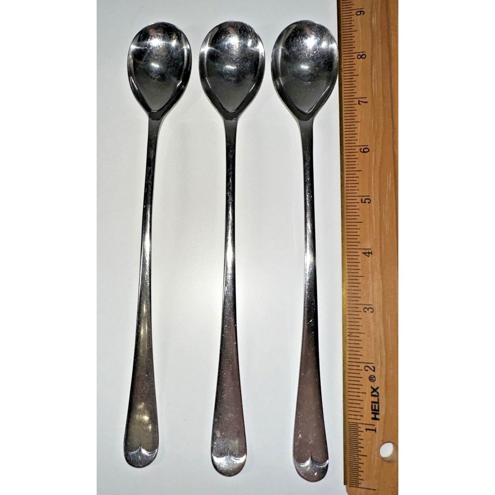 Lot Of 3 - Gentry Stainless English‎ Tip 1 Ice Tea/Sunday Spoon 8 3/8" - HTF